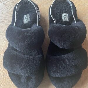 UGG Black Fluffy Slides